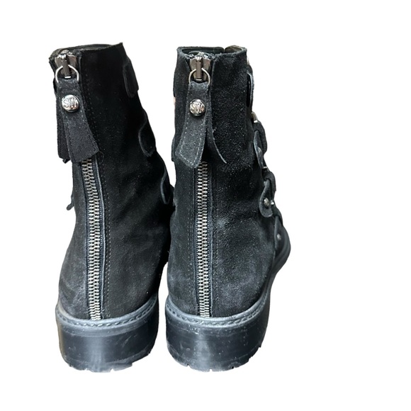 STUART WEITZMAN JITTERBUG MOTO BLACK SUEDE BIKER MOTORCYCLE BOOT 7.5 - Picture 7 of 13
